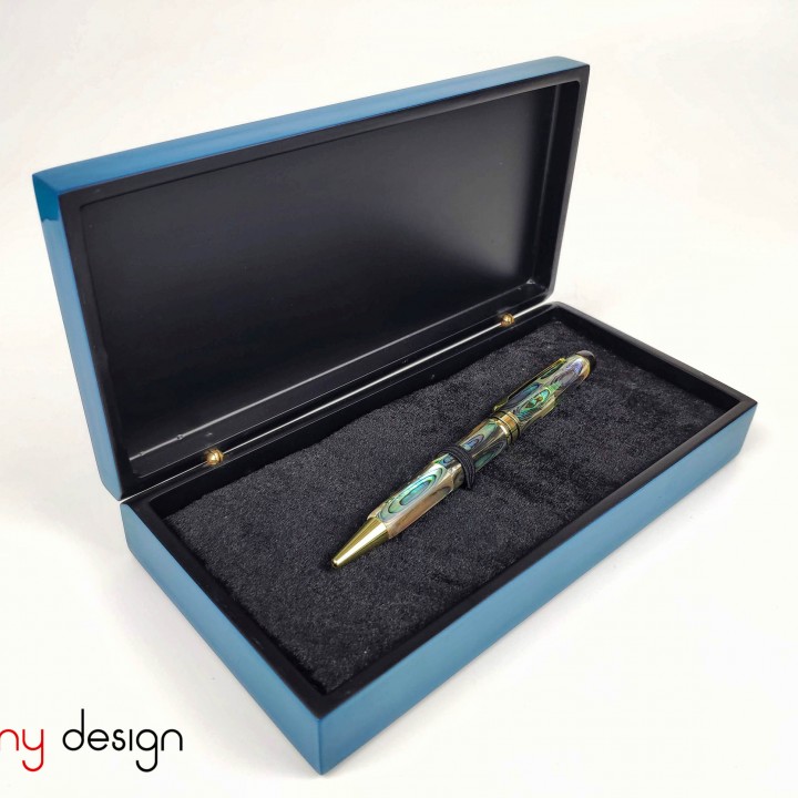 Blue pen box with dragonfly, pen included / size L 10*20*H5 cm